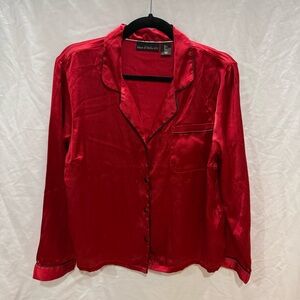 House of Harlow 1960 Satin Pajama Top L Button Front Lounge Old Money Luxury